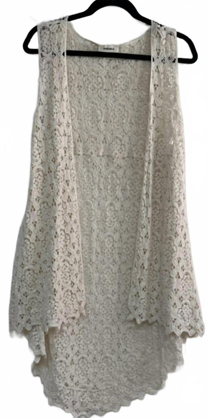 NEW ADORA women's crochet vest in beige